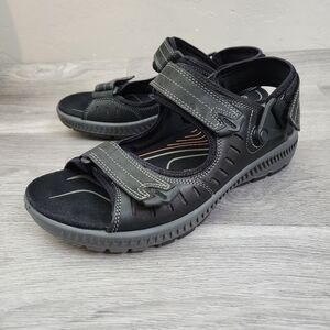 Ecco Black Sandals 41 Terra II Style Men Adjustable Hoop and Loop Outdoor Trail‎